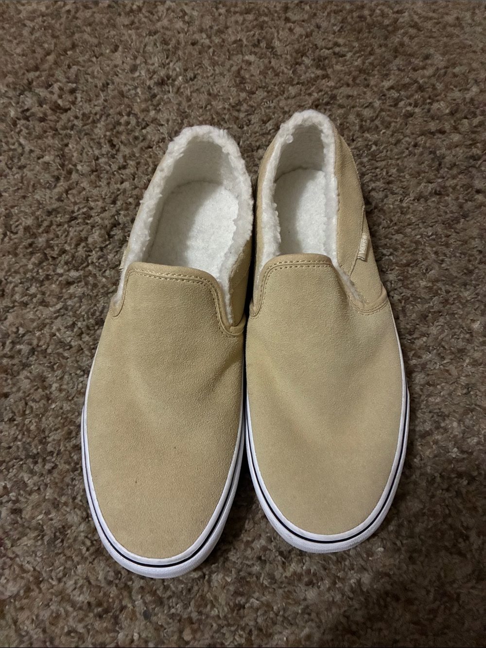 Vans Asher Suede Sherpa slip on Sneakers in Desert Taupe size 10